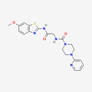 molecular formula C20H22N6O3S B10983866 N-{2-[(6-methoxy-1,3-benzothiazol-2-yl)amino]-2-oxoethyl}-4-(pyridin-2-yl)piperazine-1-carboxamide 