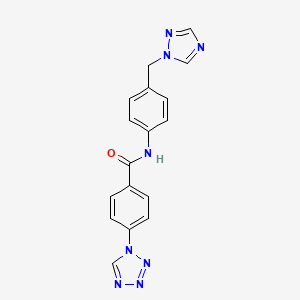 molecular formula C17H14N8O B10983883 4-(1H-tetrazol-1-yl)-N-[4-(1H-1,2,4-triazol-1-ylmethyl)phenyl]benzamide 