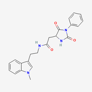 molecular formula C22H22N4O3 B10983891 2-(2,5-Dioxo-1-phenyl-4-imidazolidinyl)-N-[2-(1-methyl-1H-indol-3-YL)ethyl]acetamide 