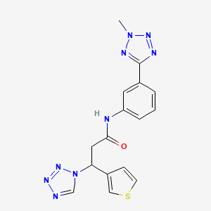 molecular formula C16H15N9OS B10984006 N-[3-(2-methyl-2H-tetrazol-5-yl)phenyl]-3-(1H-tetrazol-1-yl)-3-(thiophen-3-yl)propanamide 