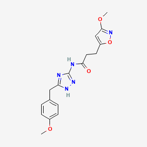 molecular formula C17H19N5O4 B10984069 N-[3-(4-methoxybenzyl)-1H-1,2,4-triazol-5-yl]-3-(3-methoxy-1,2-oxazol-5-yl)propanamide 