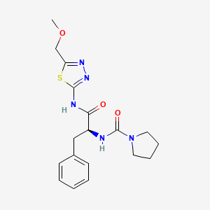 molecular formula C18H23N5O3S B10984131 (E)-N-[5-(methoxymethyl)-1,3,4-thiadiazol-2(3H)-ylidene]-Nalpha-(pyrrolidin-1-ylcarbonyl)-L-phenylalaninamide 