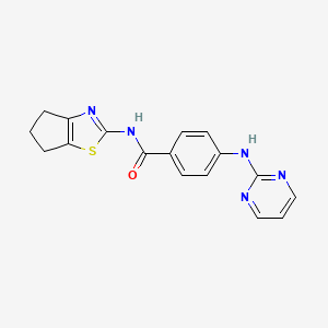 molecular formula C17H15N5OS B10984149 N-(5,6-dihydro-4H-cyclopenta[d]thiazol-2-yl)-4-(pyrimidin-2-ylamino)benzamide 