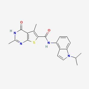 molecular formula C20H20N4O2S B10984182 4-hydroxy-2,5-dimethyl-N-[1-(propan-2-yl)-1H-indol-4-yl]thieno[2,3-d]pyrimidine-6-carboxamide 