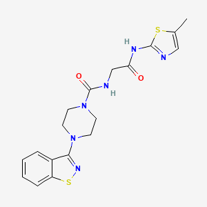 molecular formula C18H20N6O2S2 B10984195 4-(1,2-benzothiazol-3-yl)-N-{2-[(5-methyl-1,3-thiazol-2-yl)amino]-2-oxoethyl}piperazine-1-carboxamide 