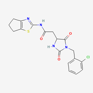 2-[1-(2-chlorobenzyl)-2,5-dioxoimidazolidin-4-yl]-N-(5,6-dihydro-4H-cyclopenta[d][1,3]thiazol-2-yl)acetamide