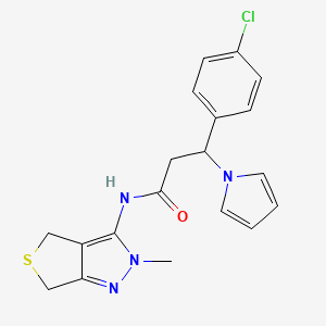 3-(4-chlorophenyl)-N-(2-methyl-2,6-dihydro-4H-thieno[3,4-c]pyrazol-3-yl)-3-(1H-pyrrol-1-yl)propanamide