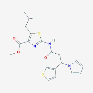 methyl 5-(2-methylpropyl)-2-{[3-(1H-pyrrol-1-yl)-3-(thiophen-3-yl)propanoyl]amino}-1,3-thiazole-4-carboxylate