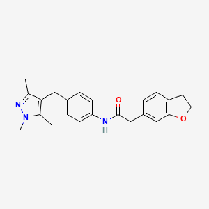 2-(2,3-dihydro-1-benzofuran-6-yl)-N-{4-[(1,3,5-trimethyl-1H-pyrazol-4-yl)methyl]phenyl}acetamide