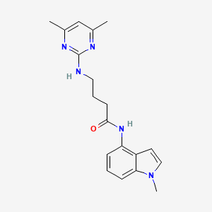 molecular formula C19H23N5O B10984346 4-((4,6-dimethylpyrimidin-2-yl)amino)-N-(1-methyl-1H-indol-4-yl)butanamide 