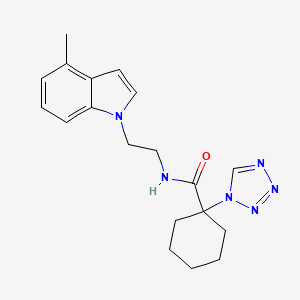 molecular formula C19H24N6O B10984362 N-[2-(4-methyl-1H-indol-1-yl)ethyl]-1-(1H-tetrazol-1-yl)cyclohexanecarboxamide 