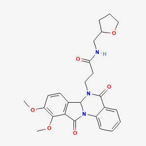 molecular formula C25H27N3O6 B10984394 3-(9,10-dimethoxy-5,11-dioxo-6a,11-dihydroisoindolo[2,1-a]quinazolin-6(5H)-yl)-N-(tetrahydrofuran-2-ylmethyl)propanamide 