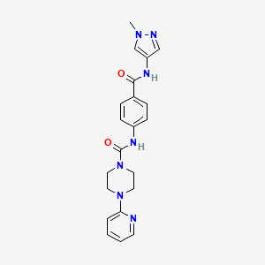 molecular formula C21H23N7O2 B10984430 N-{4-[(1-methyl-1H-pyrazol-4-yl)carbamoyl]phenyl}-4-(pyridin-2-yl)piperazine-1-carboxamide 