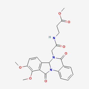 molecular formula C23H23N3O7 B10984443 methyl N-[(9,10-dimethoxy-5,11-dioxo-6a,11-dihydroisoindolo[2,1-a]quinazolin-6(5H)-yl)acetyl]-beta-alaninate 