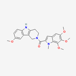 molecular formula C25H27N3O5 B10984471 (8-methoxy-1,3,4,5-tetrahydro-2H-pyrido[4,3-b]indol-2-yl)(5,6,7-trimethoxy-1-methyl-1H-indol-2-yl)methanone 