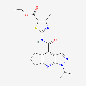 Ethyl 2-(1-isopropyl-1,5,6,7-tetrahydrocyclopenta[b]pyrazolo[4,3-e]pyridine-4-carboxamido)-4-methylthiazole-5-carboxylate