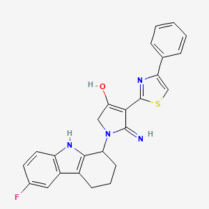 molecular formula C25H21FN4OS B10984692 1-(6-fluoro-2,3,4,9-tetrahydro-1H-carbazol-1-yl)-5-imino-4-(4-phenyl-1,3-thiazol-2-yl)-2,5-dihydro-1H-pyrrol-3-ol 