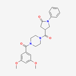 molecular formula C24H27N3O5 B10984769 4-({4-[(3,5-Dimethoxyphenyl)carbonyl]piperazin-1-yl}carbonyl)-1-phenylpyrrolidin-2-one 