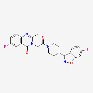 molecular formula C23H20F2N4O3 B10984810 6-fluoro-3-{2-[4-(6-fluoro-1,2-benzoxazol-3-yl)piperidin-1-yl]-2-oxoethyl}-2-methylquinazolin-4(3H)-one 