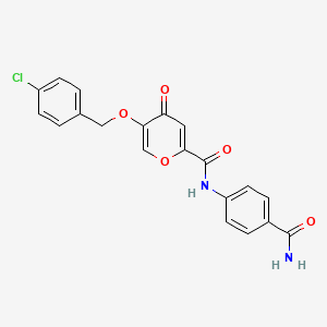 N-(4-carbamoylphenyl)-5-[(4-chlorobenzyl)oxy]-4-oxo-4H-pyran-2-carboxamide