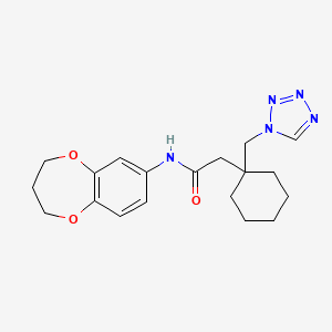 molecular formula C19H25N5O3 B10984864 N-(3,4-dihydro-2H-1,5-benzodioxepin-7-yl)-2-[1-(1H-tetraazol-1-ylmethyl)cyclohexyl]acetamide 