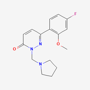 molecular formula C16H18FN3O2 B10984869 6-(4-fluoro-2-methoxyphenyl)-2-(pyrrolidin-1-ylmethyl)pyridazin-3(2H)-one 