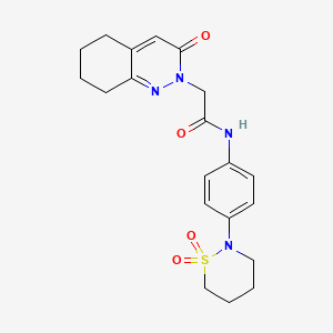 molecular formula C20H24N4O4S B10984951 N-[4-(1,1-dioxido-1,2-thiazinan-2-yl)phenyl]-2-(3-oxo-5,6,7,8-tetrahydrocinnolin-2(3H)-yl)acetamide 