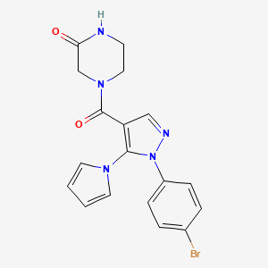 molecular formula C18H16BrN5O2 B10984976 4-{[1-(4-bromophenyl)-5-(1H-pyrrol-1-yl)-1H-pyrazol-4-yl]carbonyl}piperazin-2-one 