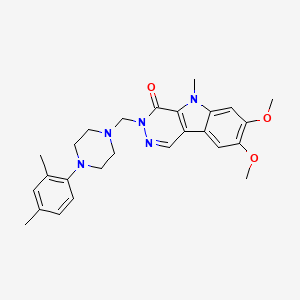 molecular formula C26H31N5O3 B10985019 3-{[4-(2,4-dimethylphenyl)piperazin-1-yl]methyl}-7,8-dimethoxy-5-methyl-3,5-dihydro-4H-pyridazino[4,5-b]indol-4-one 