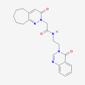 molecular formula C21H23N5O3 B10985026 2-(3-oxo-3,5,6,7,8,9-hexahydro-2H-cyclohepta[c]pyridazin-2-yl)-N-[2-(4-oxoquinazolin-3(4H)-yl)ethyl]acetamide 