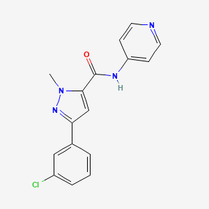 molecular formula C16H13ClN4O B10985053 3-(3-chlorophenyl)-1-methyl-N-(pyridin-4-yl)-1H-pyrazole-5-carboxamide 