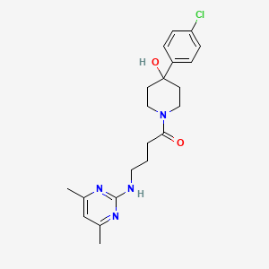 molecular formula C21H27ClN4O2 B10985087 1-(4-(4-Chlorophenyl)-4-hydroxypiperidin-1-yl)-4-((4,6-dimethylpyrimidin-2-yl)amino)butan-1-one 