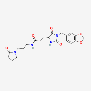 molecular formula C21H26N4O6 B10985088 3-[1-(1,3-benzodioxol-5-ylmethyl)-2-hydroxy-5-oxo-4,5-dihydro-1H-imidazol-4-yl]-N-[3-(2-oxopyrrolidin-1-yl)propyl]propanamide 