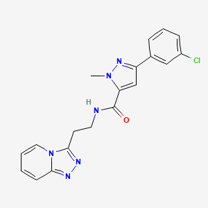 molecular formula C19H17ClN6O B10985176 3-(3-chlorophenyl)-1-methyl-N-[2-([1,2,4]triazolo[4,3-a]pyridin-3-yl)ethyl]-1H-pyrazole-5-carboxamide 