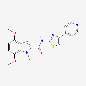 molecular formula C20H18N4O3S B10985227 4,7-dimethoxy-1-methyl-N-(4-(pyridin-4-yl)thiazol-2-yl)-1H-indole-2-carboxamide 