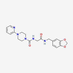 molecular formula C20H23N5O4 B10985242 N-{2-[(1,3-benzodioxol-5-ylmethyl)amino]-2-oxoethyl}-4-(pyridin-2-yl)piperazine-1-carboxamide 