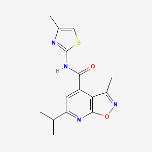 molecular formula C15H16N4O2S B10985282 3-methyl-N-[(2Z)-4-methyl-1,3-thiazol-2(3H)-ylidene]-6-(propan-2-yl)[1,2]oxazolo[5,4-b]pyridine-4-carboxamide 