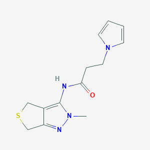 molecular formula C13H16N4OS B10985307 N-(2-methyl-2,6-dihydro-4H-thieno[3,4-c]pyrazol-3-yl)-3-(1H-pyrrol-1-yl)propanamide 