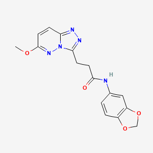 molecular formula C16H15N5O4 B10985308 N-(1,3-benzodioxol-5-yl)-3-(6-methoxy[1,2,4]triazolo[4,3-b]pyridazin-3-yl)propanamide 