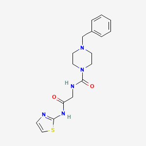 molecular formula C17H21N5O2S B10985343 4-benzyl-N-(2-oxo-2-(thiazol-2-ylamino)ethyl)piperazine-1-carboxamide 