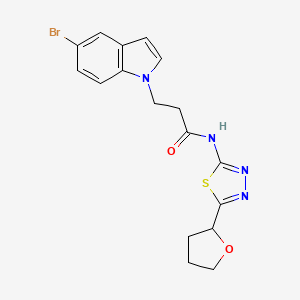 molecular formula C17H17BrN4O2S B10985381 3-(5-bromo-1H-indol-1-yl)-N-[(2E)-5-(tetrahydrofuran-2-yl)-1,3,4-thiadiazol-2(3H)-ylidene]propanamide 