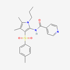 molecular formula C22H25N3O3S B10985388 N-{4,5-dimethyl-3-[(4-methylphenyl)sulfonyl]-1-propyl-1H-pyrrol-2-yl}pyridine-4-carboxamide 