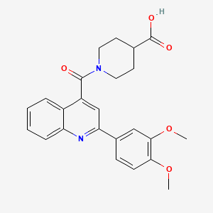 molecular formula C24H24N2O5 B10985404 1-{[2-(3,4-Dimethoxyphenyl)quinolin-4-yl]carbonyl}piperidine-4-carboxylic acid 