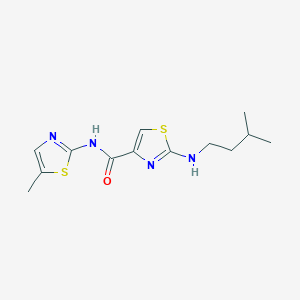 molecular formula C13H18N4OS2 B10985430 2-[(3-methylbutyl)amino]-N-(5-methyl-1,3-thiazol-2-yl)-1,3-thiazole-4-carboxamide 