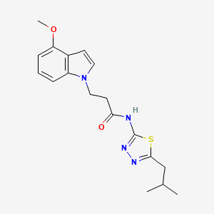 molecular formula C18H22N4O2S B10985455 3-(4-methoxy-1H-indol-1-yl)-N-[(2Z)-5-(2-methylpropyl)-1,3,4-thiadiazol-2(3H)-ylidene]propanamide 