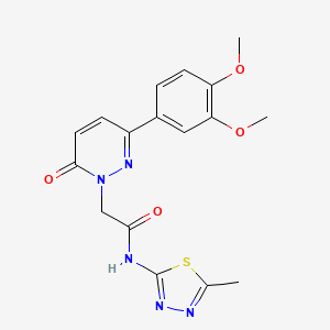 molecular formula C17H17N5O4S B10985458 2-[3-(3,4-dimethoxyphenyl)-6-oxopyridazin-1(6H)-yl]-N-[(2E)-5-methyl-1,3,4-thiadiazol-2(3H)-ylidene]acetamide 