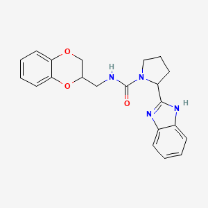 molecular formula C21H22N4O3 B10985490 2-(1H-benzimidazol-2-yl)-N-(2,3-dihydro-1,4-benzodioxin-2-ylmethyl)pyrrolidine-1-carboxamide 