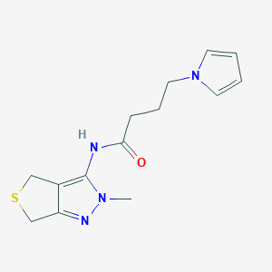 molecular formula C14H18N4OS B10985593 N-(2-methyl-2,6-dihydro-4H-thieno[3,4-c]pyrazol-3-yl)-4-(1H-pyrrol-1-yl)butanamide 