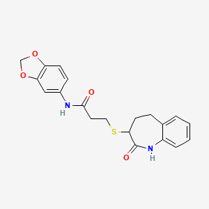 molecular formula C20H20N2O4S B10985649 N-(1,3-benzodioxol-5-yl)-3-[(2-hydroxy-4,5-dihydro-3H-1-benzazepin-3-yl)sulfanyl]propanamide 