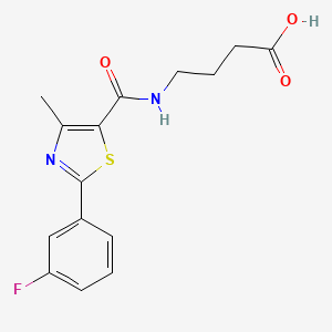 molecular formula C15H15FN2O3S B10985662 4-({[2-(3-Fluorophenyl)-4-methyl-1,3-thiazol-5-yl]carbonyl}amino)butanoic acid 